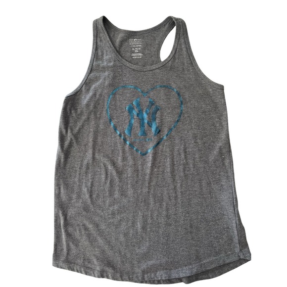 Mlb Genuine Merchandise Other - MLB New York Yankees‎ Girls XL 14 Gray Heart Metallic Teal Racerback Tank Top